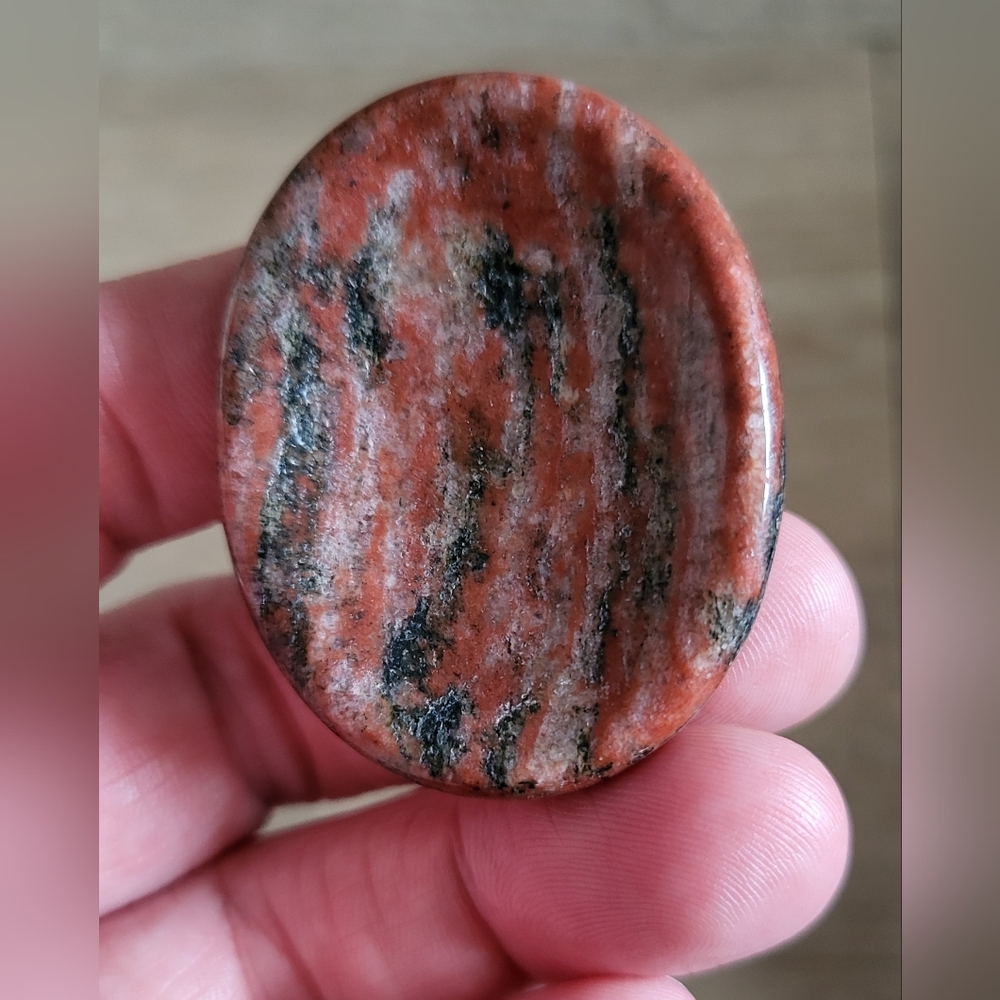 Red Zebra Jasper Palm Stone